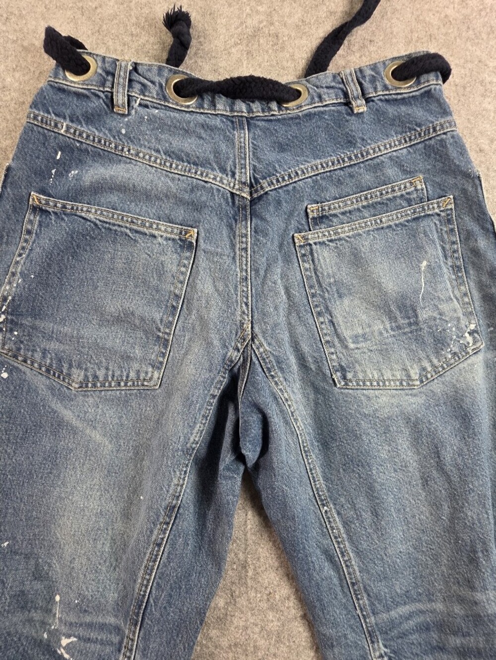 Free People We The Free Moxie Low Slung Pull-On Barrel Jeans Paint Splatter 28 - Picture 8 of 8